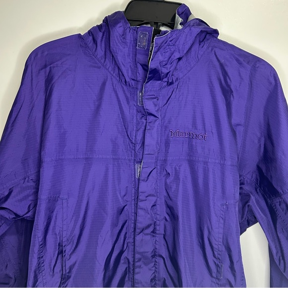 Marmot Hoodie Womens Small Purple Full Zip Hooded Water Rain Jacket-Peeling/FLAW - Picture 2 of 16